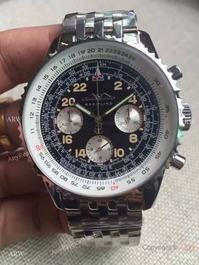 Copy Vintage Breitling Navitimer Stainless Steel Black Chronograph Watch